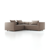 Ecksofa Sereno  inkl. 3 Kissen (70x55 cm), Eckteil links, B 246 x T 235 cm, Bodennah, mit Bezug Wollstoff Tano Natur (79), Buche