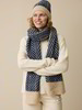 Strickmütze aus Alpakawolle und Bio-Baumwolle, strick fischgrat blau/weiß