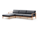 Loungesofa Linera, breit mit Liegeteil links, Wollstoff Stavang Schiefer, Eiche