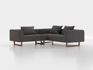 Ecksofa Sereno inkl. 3 Kissen (70x55 cm), Eckteil rechts, B 246 x T 235 cm, Kufenfuß, mit Bezug Wollstoff Elverum Mocca (73), Eiche