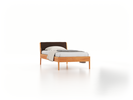 Bett Almeno mit Kopfhaupt inkl. wechselbarer Housse, 100 x 200 cm, Wollstoff Kaland Torf (70), Buche