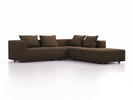 Ecksofa Sereno, bodennah, B276xT276xH71 cm, Sitzhöhe 43 cm, mit Liegeteil rechts inkl. 4 Kissen (70x55 cm), Buche, Wollstoff Kaland Torf