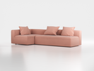 Ecksofa Sereno mit Schlaffunktion inkl. 3 Kissen (70x55 cm), Bodennah, B 300 x T 150 cm, Eckteil links, mit Bezug Wollstoff Elverum Ziegel (85), Buche