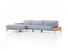 Lounge-Sofa Alani, B 340 x T 179 cm, Liegeteil links, Sitzhöhe in cm 44, mit Bezug Wollstoff Elverum Blaugrau (83), Buche