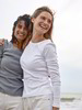 Shirt-Langarm, weiss & grau melange