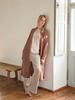 Strickmantel-Flausch, rosenholz & Strickhose, offwhite
