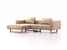 Lounge-Sofa Sereno, B267xT180xH71 cm, Sitzhöhe 43 cm, mit Liegeteil links inkl. 2 Kissen (70x55 cm), Kufenfuß Eiche, Wollstoff Kaland Haselnuss
