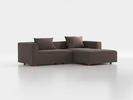 Lounge-Sofa Sereno inkl. 2 Kissen (70x55 cm), B 267 x T 180 cm, Liegeteil rechts, Bodennah, mit Bezug Wollstoff Tano Natur Dunkel (81), Buche