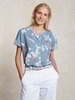 Bluse-Kurzarm, blumendruck türkis