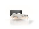 Bett Tonda mit Polsterbetthaupt, 140 x 200 cm, Wollstoff Elverum Mocca (73), Zirbe