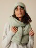 Strickschal und Stirnband aus Alpakawolle und Baumwolle, 45 salbei