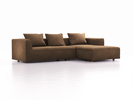Lounge-Sofa Sereno, bodennah, B297xT180xH71 cm, Sitzhöhe 43 cm, mit Liegeteil rechts inkl. 3 Kissen (70x55 cm), Buche, Wollstoff Stavang Haselnuss