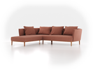 Ecksofa Lorea B 265 x T 222,5 cm, Liegeteil links, mit Bezug Wollstoff Elverum Ziegel (85), Eiche