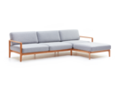 Loungesofa Linera, breit mit Liegeteil rechts, Wollstoff Kaland Kiesel, Buche