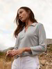 Blusenshirt Leinen 3/4 Arm, taubenblau