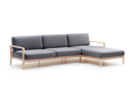 Loungesofa Linera, breit mit Liegeteil rechts, Wollstoff Elverum Mocca, Esche