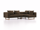 Ecksofa Sereno, B276xT180xH71 cm, Sitzhöhe 43 cm, mit Liegeteil rechts inkl. 4 Kissen (70x55 cm), Kufenfuß Eiche, Wollstoff Kaland Torf