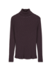 Rollkragenshirt aus Bio Baumwolle, ringel aubergine