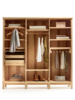 Kleiderschrank Hiraki 3türig mit Fußgestell, Türen Holzfüllung, Kernesche
