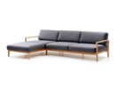 Loungesofa Linera, breit mit Liegeteil links, Wollstoff Stavang Stein, Eiche