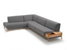 Ecksofa Alani, Buche, mit Bezug Wollstoff Tartini Granit