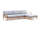 Loungesofa Linera, breit mit Liegeteil rechts, Wollstoff Stavang Kiesel, Eiche