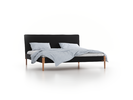 Bett Lorea mit Polsterbetthaupt, 200 x 210 cm, Wollstoff Kaland Schiefer (67), Eiche