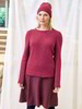 Rock-Jacquard-Karo, karo aurelia & Pullover, cranberry melange