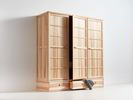 Kleiderschrank Hiraki 3türig mit Ladenkonsole, Türen Holzfüllung, Kernesche