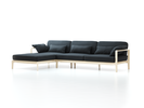 Loungesofa Linera, breit mit Liegeteil links, Wollstoff Kaland Schiefer (67), Esche