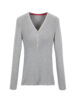 Pullover mit Knopfleiste, grau melange, Vorderseite