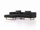 Lounge-Sofa Sereno, B267xT180xH71 cm, Sitzhöhe 43 cm, mit Liegeteil links inkl. 2 Kissen (70x55 cm), Kufenfuß Eiche, Wollstoff Stavang Mocca