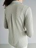 Blusenshirt Leinen 3/4 Arm, taubenblau
