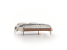 Bett Lorea ohne Betthaupt, 180 x 200 cm, Wollstoff Stavang Sand (66), Eiche