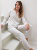 Pyjama Hose, sand-weiss ringel