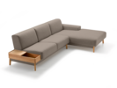Lounge-Sofa Alani Liegeteil inkl. fixer Armlehne rechts, Buche, mit Bezug Wollstoff Tartini Torf