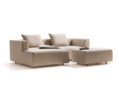 Hocker Sereno mit Bezug Wollstoff Tano Natur Hell, Buche
