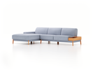 Lounge-Sofa Alani, B 300 x T 179 cm, Liegeteil links, Sitzhöhe in cm 44, mit Bezug Wollstoff Elverum Blaugrau (83), Buche