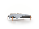 Bett Lorea ohne Betthaupt, 200 x 210 cm, Wollstoff Elverum Mocca (73), Buche