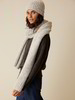 Strickschal und Mütze aus Alpakawolle und Baumwolle, grau melange