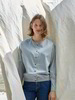 Bluse-Minimalprint, druck florine & Relaxed Jeans, mittelblau denim