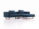 Lounge-Sofa Sereno, B267xT180xH71 cm, Sitzhöhe 43 cm, mit Liegeteil rechts inkl. 2 Kissen (70x55 cm), Kufenfuß Buche, Wollstoff Elverum Ozean