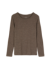 Langarmshirt aus Bio Wolle, walnuss melange
