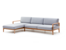 Loungesofa Linera, breit mit Liegeteil links, Wollstoff Kaland Kiesel, Eiche