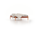 Bett Lorea ohne Betthaupt, 140 x 200 cm, Wollstoff Elverum Ziegel (85), Buche