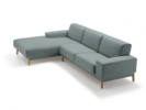 Lounge-Sofa Alani Liegeteil inkl. fixer Armlehne links, Eiche, mit Bezug Leinenstoff Lino Atlantik