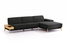 Lounge-Sofa Alani Liegeteil inkl. fixer Armlehne rechts, 300x179x82 cm, Sitzhöhe 44 cm, Eiche, mit Bezug Wollstoff Kaland Mocca
