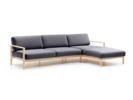 Loungesofa Linera, breit mit Liegeteil rechts, Wollstoff Stavang Stein, Esche