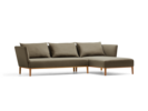 Lorea Lounge-Sofa, Liegeteil rechts, Buche, mit Bezug Wollstoff Stavang Torf