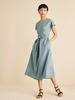 Kleid Kurzarm, leinen twill aqua